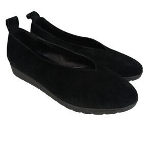 Eileen Fisher SZ 8.5 Humor Wedge Ballet Flat in Black Suede Runs Small
